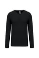 Heren T-shirt lange mouw V Hals Kariban K358 BLACK